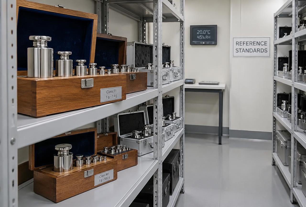 Reference standard weights in climate-controlled storage